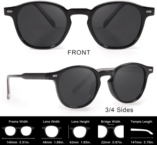 Vista 4 de LVIOE Gafas de sol polarizadas clásicas para mujer, gafas de sol redondas ligeras con protección UV para conducir LS2236