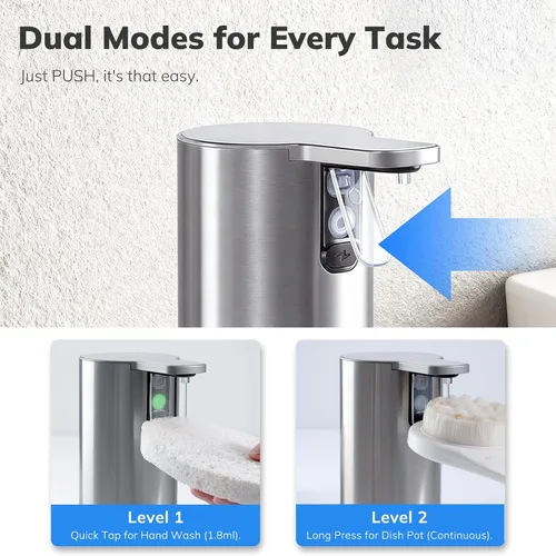 Vista 4 de Umimile Dispensador eléctrico de jabón para platos para cocina y baño, dispensador de jabón líquido de manos de 2 modos, 11.8 onzas recargable