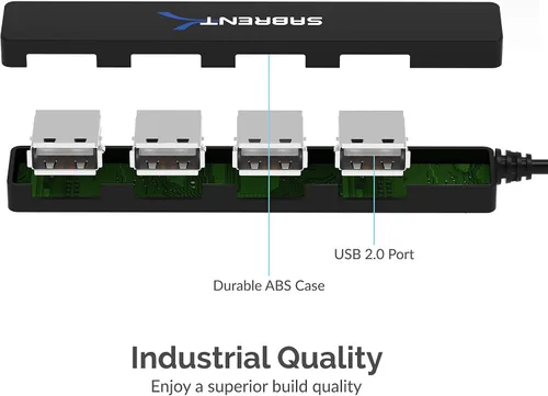 Vista 6 de SABRENT Hub USB 2.0 portátil de 4 puertos (cable de 9.5") para Ultra Book, MacBook Air, Tablet PC con Windows 8 (HB-MCRM)