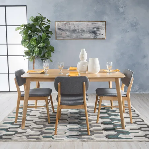 Vista 2 de GDFStudio Christopher Knight Home Colette - Juego de comedor de tela con madera de roble, color gris y roble