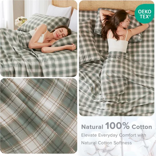 Vista 34 de Comfort Spaces Sábanas 100% Algodón Twin XL, Transpirables, Naturalmente Frescas, Sábanas de Algodón Suave con Bolsillo Elástico de 14 Pulgadas que