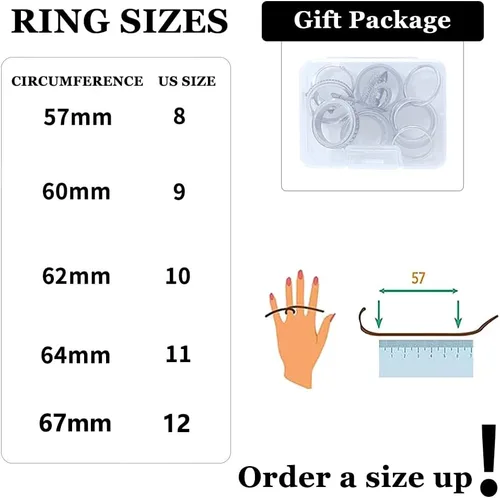 Vista 7 de LOWNOUR Anillos para hombres y mujeres, 6 unidades, anillos de acero inoxidable negro para hombre, anillo para ansiedad, alivio de la ansiedad