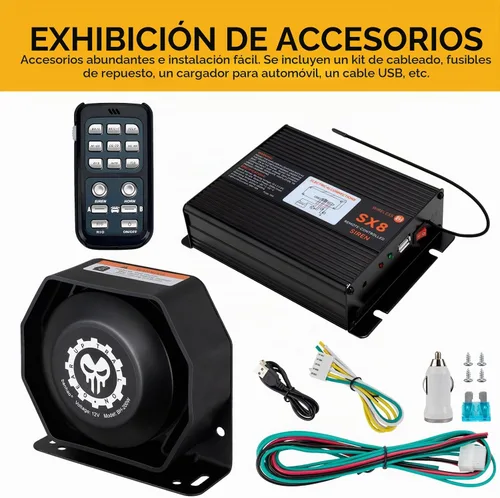 Vista 8 de Kit de sistema de altavoces de sirena de policía PA, sirena de advertencia de emergencia 12V 200W 125-145dB con control remoto con micrófono de mano