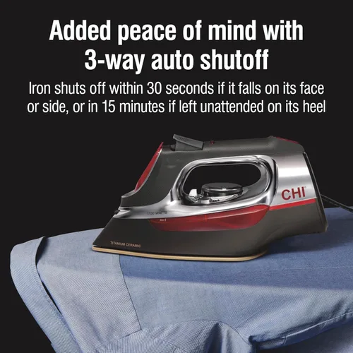 Vista 7 de CHI Plancha de vapor para ropa con ráfaga de vapor vertical, 1700 vatios