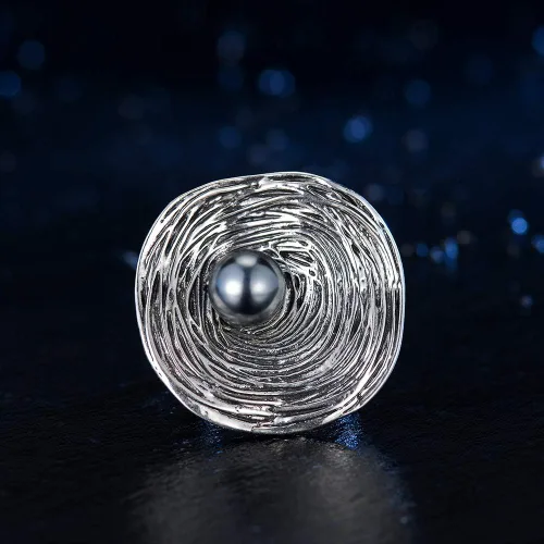 Vista 5 de Mytys Vintage Silver Rings for Women Big Round Cocktail Ring with Pearl Statement Jewelry Gift