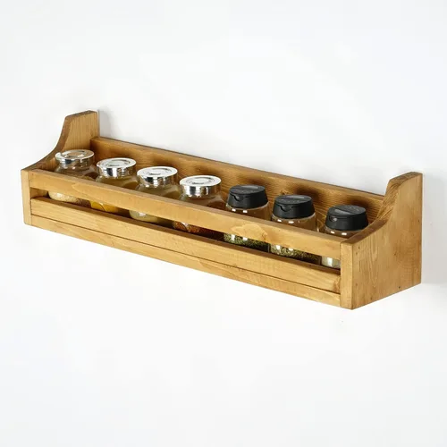 Vista 4 de Svenion Estante de madera para tarros de especias, estante flotante de repisa, estante organizador de gabinete de cocina (cereza)