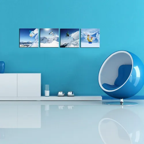 Vista 3 de LevvArts Lienzo decorativo para pared, diseño de paisaje de montaña de nieve, lienzo impreso con marco y fácil de colgar, arte moderno