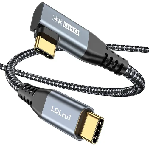 Vista 22 de LDLrui Cable de monitor USB C, pantalla 4K 60HZ, ángulo recto de 1 pie, transferencia de datos de 20 Gbps, carga de 100 W, cable de video USB 3.2