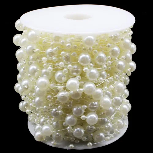 Vista 8 de Guirnalda de Cuentas para Árbol de Navidad de 99 Pies, Hebra de Perlas Artificiales de 3-8mm, Cadena de Cuentas para Manualidades DIY, Bodas