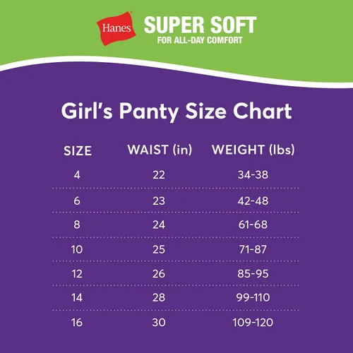 Vista 2 de Hanes Girls 18-Pack Low Rise Brief Bundle, Assorted