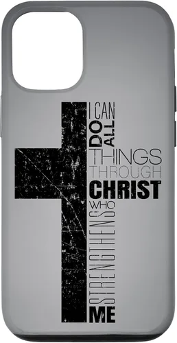 Vista 27 de iPhone XS Max Negro Cristiano Cruz Religiosa Biblia Verso Filipenses 4 13 Caso