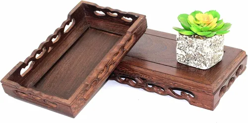 Vista 4 de GOLDY&WENDY - Pedestal rectangular para manualidades con base de madera maciza JiChi Wood Display Stand Home Decoration, Carved Art, Display Stand