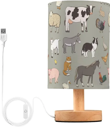 Vista 33 de Bedside Table Lamp Cute Highland Cow Animal Nightstand Lamp with Wood Desk Lamps for Bedroom Living Room Nursery Office Home Decor