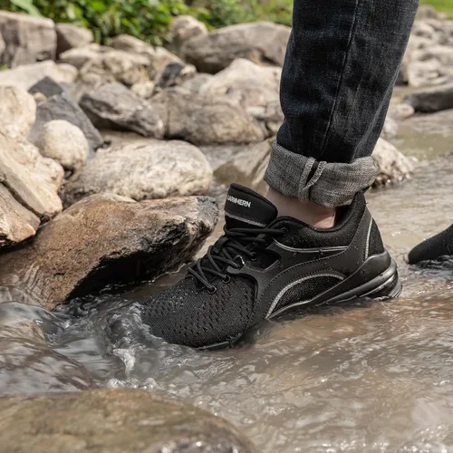 Vista 2 de LARNMERN Zapatos antideslizantes para servicio de alimentos para hombre, con amortiguación de aire, antideslizantes, para cocina, cocinero, trabajo