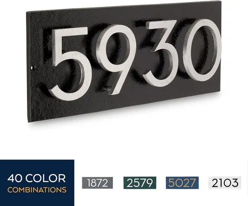 Vista 5 de Montague Metal Products Placa de dirección horizontal de 6 pulgadas flotante con números de casa, aluminio, fácil de instalar, horizontal, 4 dígitos