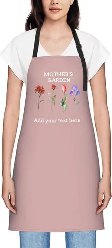 Vista 16 de Delantales personalizados para mujer, diseño de delantal de chef ajustable con nombre, textos, fotos, flores, regalos para el día de la madre