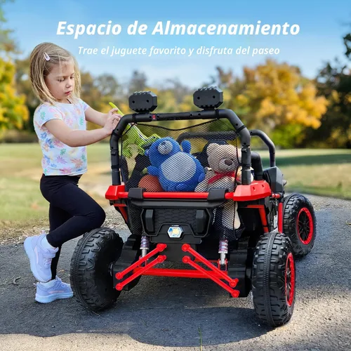 Vista 7 de Hikiddo 24V Kid UTV, coche eléctrico de 2 plazas para niños grandes 3-8 con control remoto Rojo oscuro