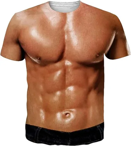 Vista 4 de Vifucz Camiseta Estampado Muscular Hombre Divertido Y2K Manga Corta Cuello Redondo Fresca holgada Blusa Deportiva túnicas