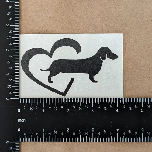 Vista 8 de Paquete de 4 calcomanías de perro salchicha: mendicidad de perro salchicha, latido del corazón de perro Weiner, corazón de perro salchicha, Negro