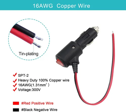 Vista 3 de SPARKING - Enchufe macho de repuesto para encendedor de cigarrillos de 12 V con interruptor de encendido y apagado - 1 pie, enchufe macho de 12 V