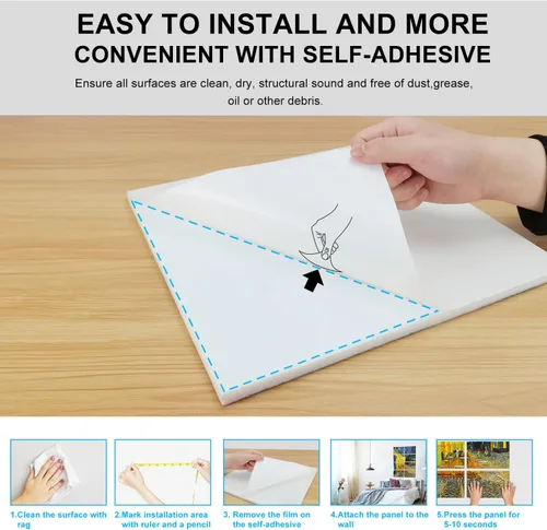 Vista 5 de JBER Paneles acústicos artísticos, paquete de 8 paneles acústicos para decoración de pared con autoadhesivos, paneles de absorción de sonido