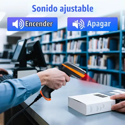 Vista 6 de Tera Escáner de código de barras 2D con cable USB: mango ergonómico Plug and Play, D5100Y