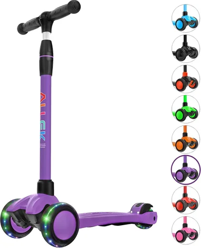 Vista 11 de Allek - Kick Scooter B03. Monopatín de 3 ruedas con ruedas de PU extra anchas y luminosas, sistema Lean 'N Glide, manillar ajustable a cualquier