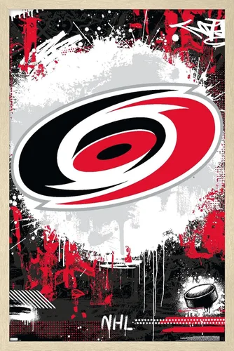 Vista 7 de Trends International NHL Carolina Hurricanes - Póster de pared Maximalist Logo 23, 22.4 pulgadas de largo x 14.7 W, versión enmarcada en madera