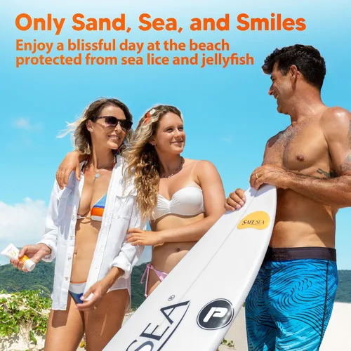 Vista 3 de Safe Sea Protector solar bloqueador de picaduras de medusas, loción SPF 50+ de 4 onzas, impermeable, biodegradable, protector solar corporal