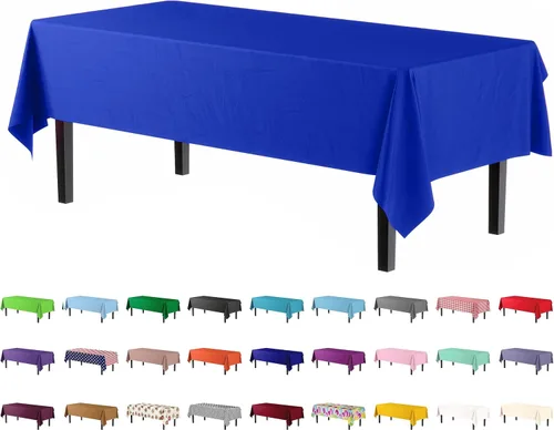 Vista 16 de Party Solids Paquete de 4 manteles de plástico color azul aguamarina, 54 x 108 pulgadas, mantel desechable para fiestas y pícnics
