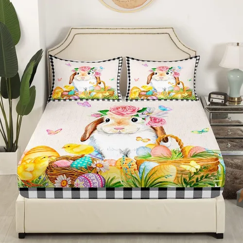 Vista 34 de Bonita sábana bajera ajustable para niños, tamaño individual, juego de ropa de cama rústica de pollo, decoración de dormitorio para niños y adultos