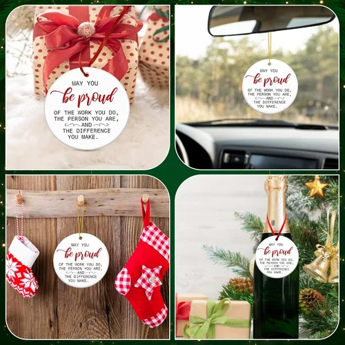 Vista 7 de OASSIE Regalos de agradecimiento de Navidad para empleados para compañeros de trabajo, adornos de Navidad de cerámica 2025 para decoraciones