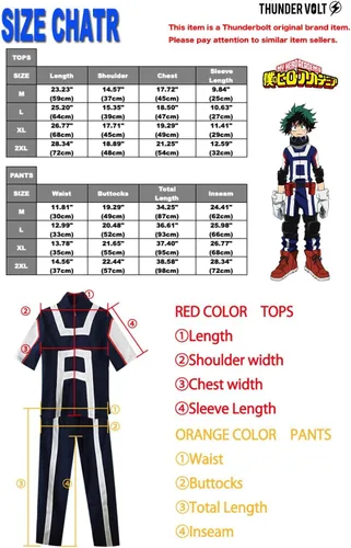 Vista 7 de Thundervolt Disfraz de uniforme de gimnasia para cosplay de anime (talla M)