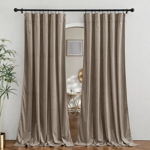 Vista 102 de RYB HOME Cortinas opacas de terciopelo para dormitorio, aislamiento térmico, privacidad, luz solar, bloqueo de calor, cortinas lujosas con bolsillo