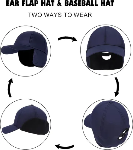 Vista 2 de Gorra de béisbol de forro polar para mujer, con orejera, impermeable, para invierno, calentador de oídos, para correr