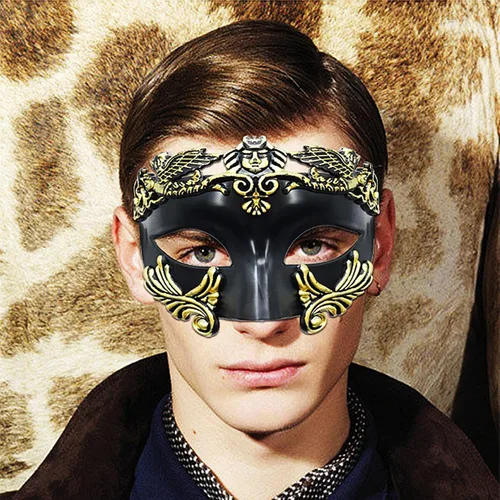 Vista 3 de Wellcalmly Máscara de mascarada para hombre, máscara veneciana romana griega para Mardi Gras, baile de máscaras, Halloween, fiesta de graduación