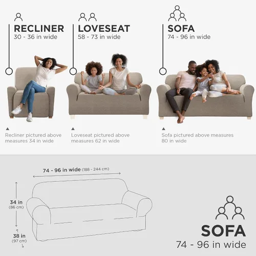 Vista 5 de Zenna Home Funda para sofá, color marrón jaspeado, algodón reciclado, 1 funda de sofá para sofá, se adapta a sofás estándar de 74 a 96 pulgadas