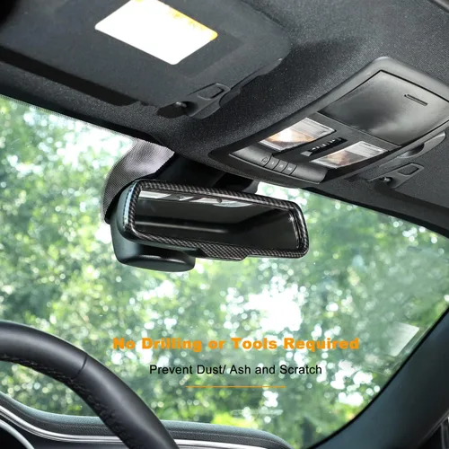 Vista 7 de RAZPOY Cubierta de espejo retrovisor interior para Dodge Challenger 2015-2024 y Charger Durango 2011-2024 y Ram 2010-2017, fibra de carbono