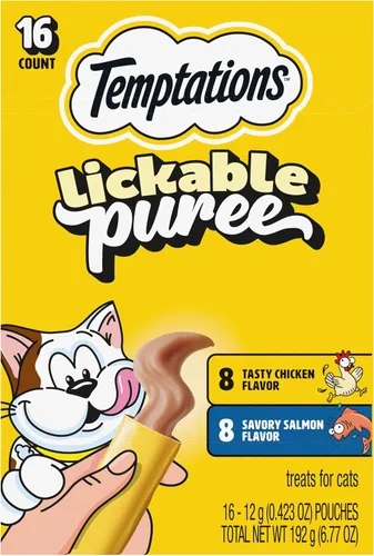 Vista 17 de Temptations Creamy Puree Golosinas Húmedas Exprimibles Lamibles para Gatos con Hígado de Res, Tubos de 0.42 oz., 4 Unidades, Paquete de 11 (44 Total)