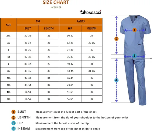 Vista 3 de Dagacci Scrubs - Conjunto de uniforme médico para hombre, camiseta y pantalones médicos