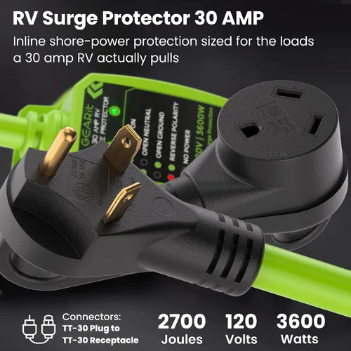 Vista 14 de GEARit Protector contra sobretensiones RV de 30 amperios con analizador