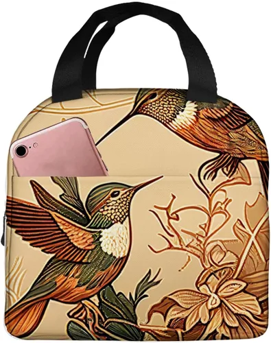Vista 11 de OOZ Lonchera térmica para mujeres y hombres, para el trabajo, linda libélula en negro y morado, reutilizable, a prueba de fugas, para adultos, bolsa