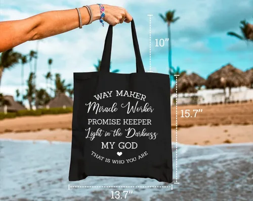 Vista 2 de Waymaker - Bolsa de lona para mujer, con texto en inglés "Christian Scripture", reutilizable, bolsa de compras para el hombro, regalos divertidos