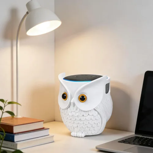 Vista 5 de Soporte para altavoz inteligente con estatua de búho mejorado para Echo Dot 4ª/3ª/2ª y 1ª generación, Google Home Mini/Google Nest Mini