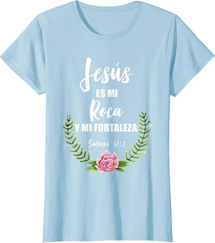 Vista 57 de Jesus ES Mi Roca - Camiseta con versículo bíblico cristiano español Salmos Asphalt Grey