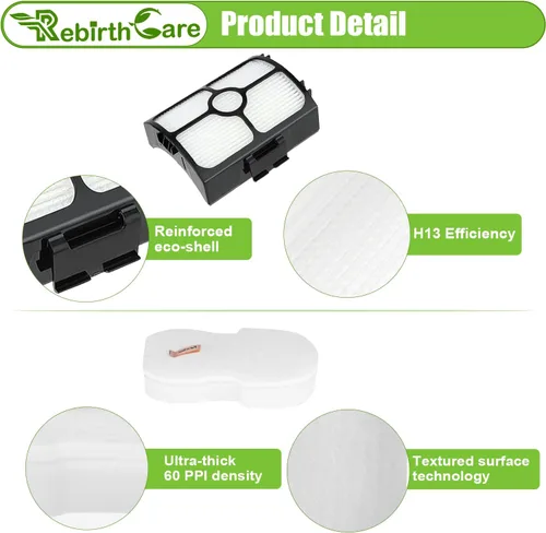 Vista 6 de Rebirthcare Filtros de repuesto HZ3000 HZ4002 para aspiradora Shark HZ4002 HZ4001AMZ HZ3002 HZ3000 Stratos, 2 HEPA+4 filtros de espuma y fieltro