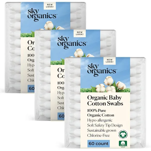 Vista 10 de Sky Organics - Hisopos de algodón orgánico para bebés, 60 unidades - Consejos ultra suaves seguros para bebés - Fuerte y duradero - Hipoalergénico