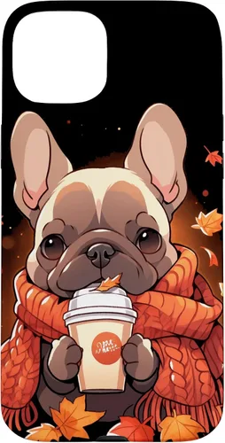 Vista 9 de French Bulldog Fall Autumn Pumpkin Spice Latte Frenchie Dog Case for iPhone 17