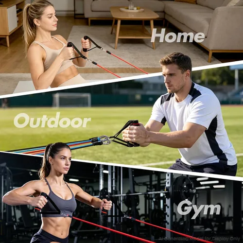 Vista 3 de Resistance Bands Set, Himaly Exercise Bands Strength Training Fitness Bands Workout Elastic Bands with Legs Ankle Straps, Door Anchor, Handles &
