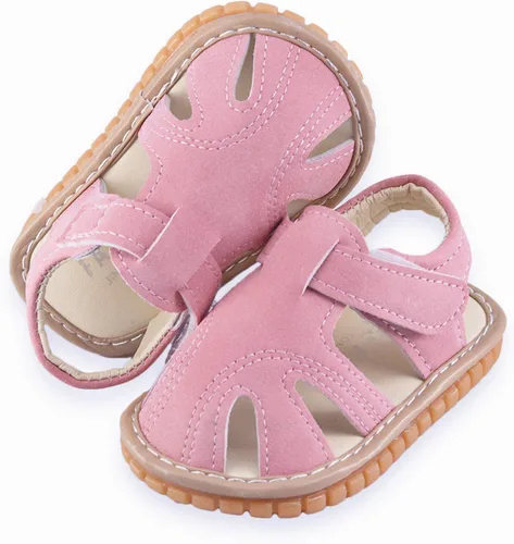 Vista 5 de WILLFUN Sandalias chirriantes de verano para bebé, niño, niña, suela de goma de primera calidad, puntera cerrada, antideslizantes, zapatos